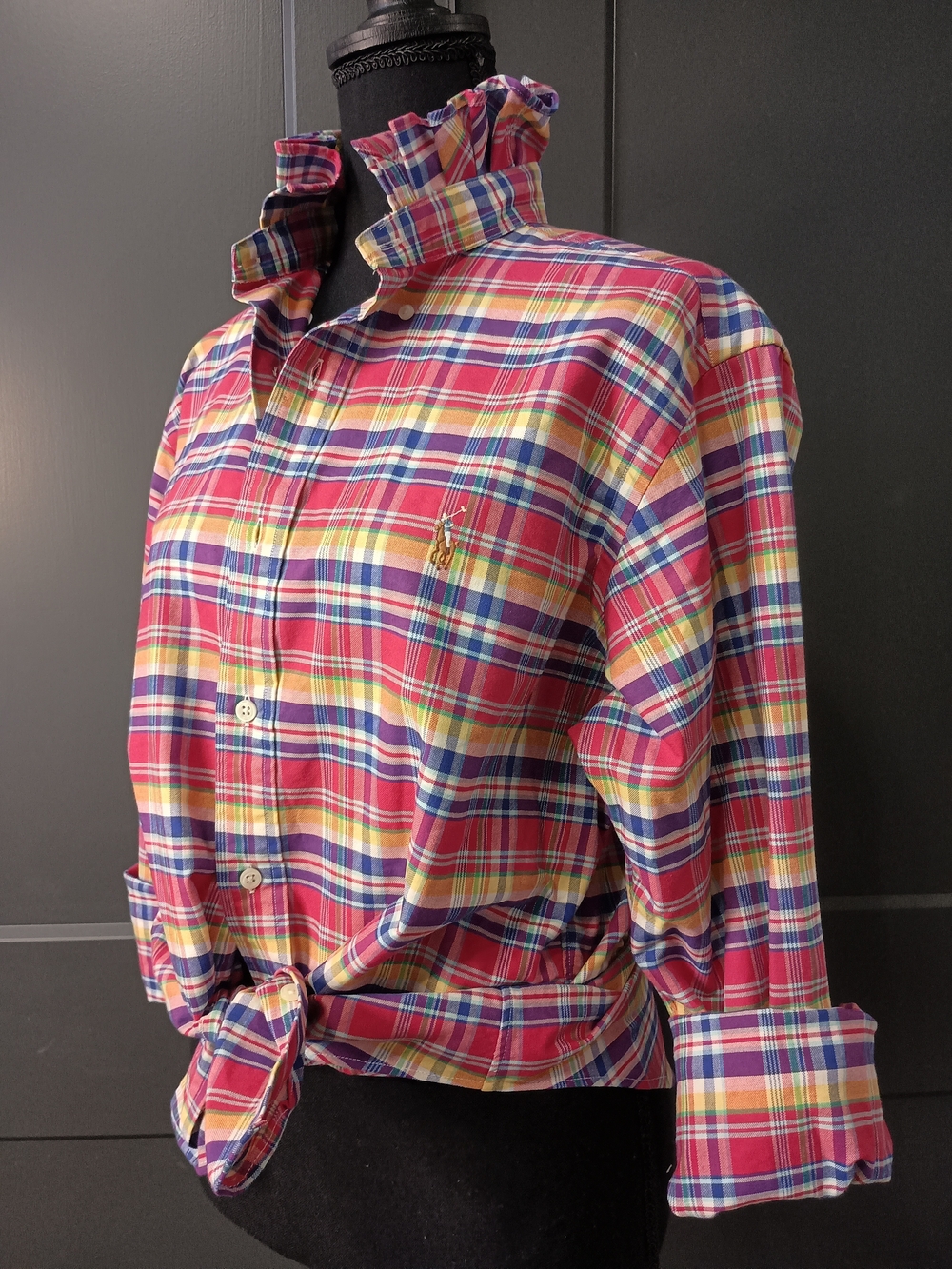 Upcycled Women's Ralph Lauren Ruffled Collar Shirt #144